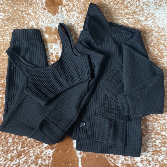 Black fashion sweat suit 3 piece - Picture 11 of 12